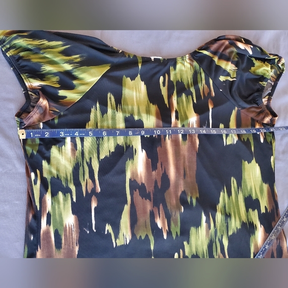 Perseption Multi-color Sweetheart Front Short Sleeve Blouse Women's Size 2X - Picture 7 of 11